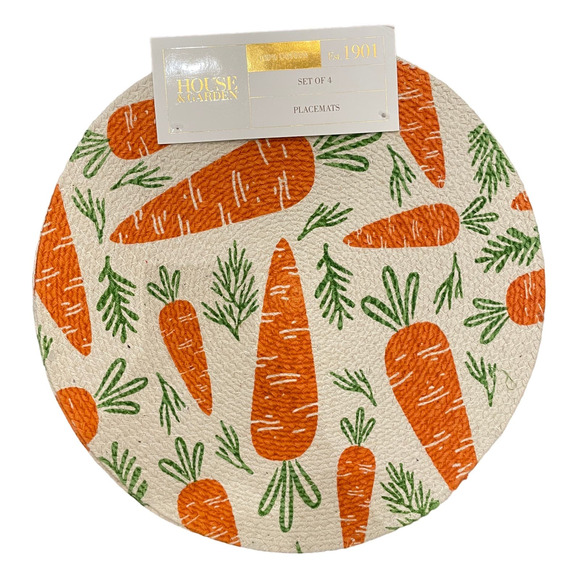 House & Garden Easter Carrots Placemats 15in Round 100% Cotton Set of 4 NEW - Picture 3 of 6